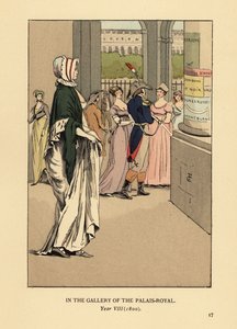 Femme à la mode se promenant dans la galerie du Palais Royal, Paris, An VIII - François Courboin