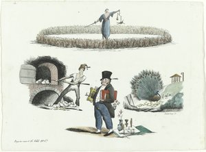 Caricature de J.C. Backer, C. Seyn et S. van der Paauw, 1839 - François Desterbecq