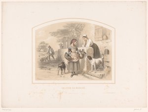 Femme allant au marché avec des paniers de volaille - François Grenier