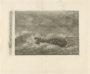 Mer orageuse avec navire en train de couler - François Joseph Pfeiffer (II)