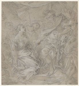 Jeune femme agenouillée devant un général dans sa tente (Scipion ?) - François Le Moine (manner of)