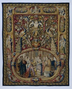 Christ et la femme adultère, dans une cartouche et un décor grotesque - François Spiering (possibly)