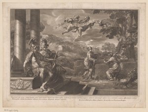 Personnifications assises du Génie et de la Philosophie avec des nymphes plantant des roses - François Spierre