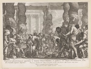 Samson conduit à une colonne dans le temple de Dagon - François Tortebat