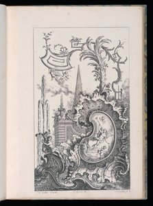 Cartouche avec obélisque et palmier, Livre Nouveau de Morceaux de Fantaisie - François de Cuvilliés the Elder