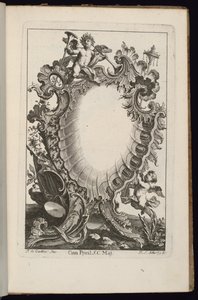 Cartouche avec Putto Tenant des Trompettes, Livre de Cartouches Irréguliers