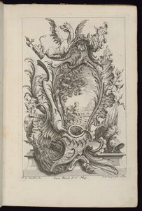 Cartouche avec un dragon et un trophée armorial, Livre de Cartouches à divers usages