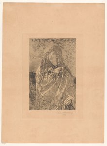 Jeune femme avec châle fleuri - François de Meersman (signed by artist)