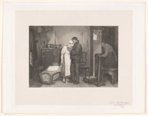 Intérieur de pêcheurs avec un couple en deuil près d