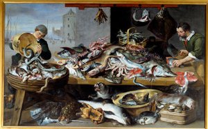 Marchands de poissons à leur étal Peinture de l