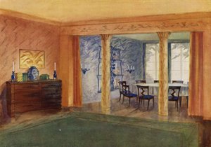 Salon et salle à manger (lithographie en couleur)