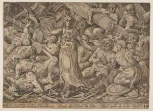 Victoria entourée de prisonniers et de trophées de guerre - Frans Floris I