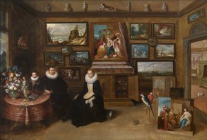 La Kunstkammer avec un couple marié et leur fils, premier tiers du 17ème siècle