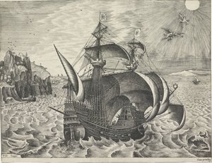 Navire à voile avec la chute d
