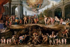 Homme devant choisir entre les Vertus et les Vices - Frans II Francken