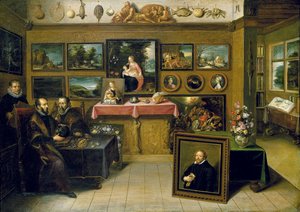 Cabinet de collectionneur avec Abraham Ortelius et Justus Lipsius, 1618