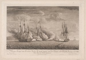 La brigantine Lougen attaquée près de St. Thomas, 3 mars 1801 - Frans Martin Dodt