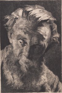 Vieil homme barbu, regardant de côté