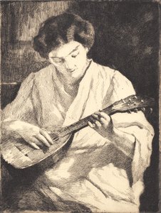 Dame jouant du mandoline - Frans Schwartz
