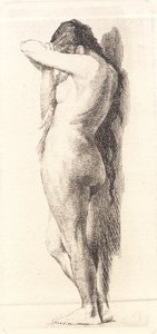 Femme nue debout, cachant son visage - Frans Schwartz