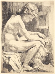 Une femme nue, assise - Frans Schwartz