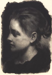 Jeune fille de profil avec cheveux relevés - Frans Schwartz