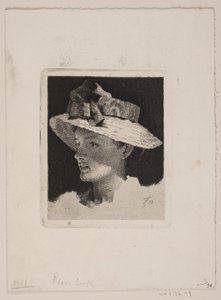 Jeune fille avec un chapeau de paille, profil vers la gauche - Frans Schwartz