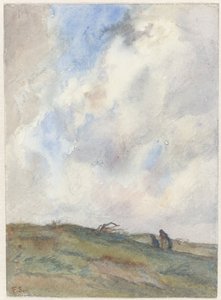 Paysage de dunes par tempête avec deux figures