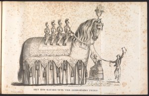 Ros Beiaard en char de parade dans le cortège pour Saint Rombaut, 1825
