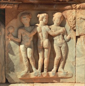 Libye, Tripolitaine historique, ancienne Sabratha, théâtre, détail du relief - Painter Darius