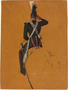 Un officier de cavalerie monté vu de dos - Franz Adam