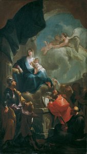 Madone trônante avec enfant, vénérée par des saints - Franz Anton Palko