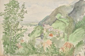 Paysage fluvial en montagne avec château