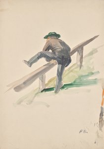 Homme grimpant sur une balustrade