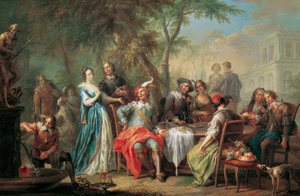 Conversation en plein air avec vin et chant - Franz Christoph Janneck