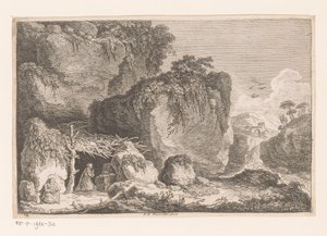 Deux ermites dans un paysage rocheux (Zweite Folge von Gegenden und Bruchstücken Alter Gebäude) - Franz Edmund Weirotter