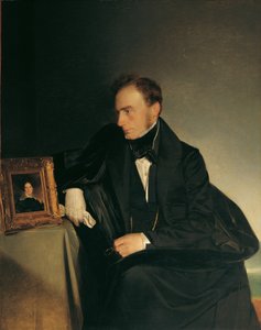 Le peintre Franz Wipplinger regardant le portrait miniature de sa sœur décédée - Franz Eybl