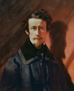 Autoportrait sur fond rouge - Franz Eybl