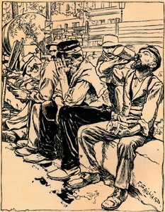Ouvriers au dîner, vers 1900 - Franz Gailliard