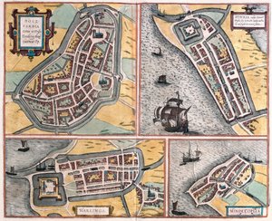 Bolsward, Stavoren, Harlingen et Hindeloopen, Pays-Bas (gravure) - Franz Hogenberg