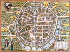 Plan de la ville de Freiberg (Fribergum Misinae), Allemagne - Franz Hogenberg