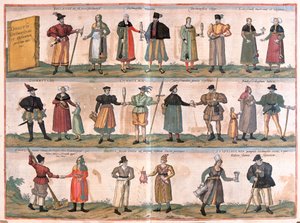 Divers costumes de Dithmarschen et des environs, Allemagne (gravure) - Franz Hogenberg