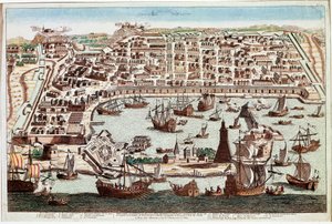 Vue de la ville de Messine en Sicile - Gravure de Franz Hogenberg (1535-1590) de « Civitatis Orbis Terrarum » par Braun et Hogenberg - 1594