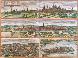 Vues de Nuremberg, Ulm, Lindau, Allemagne et Salzbourg en Autriche - Franz Hogenberg