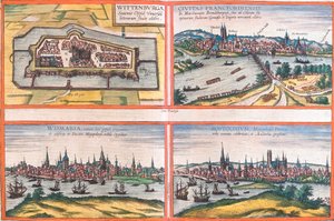 Vues de Wittenburg, Francfort, Wismar et Rostock, Allemagne - Franz Hogenberg