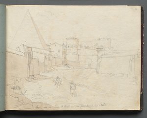 Album avec des vues de Rome et des environs, études de paysages, page 06a : Rome von der Porta - Franz Johann Heinrich Nadorp