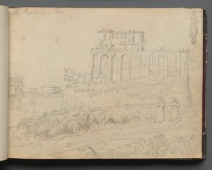 Album avec des vues de Rome et des environs, études de paysages, page 07a: Villa Barberini à Rome - Franz Johann Heinrich Nadorp