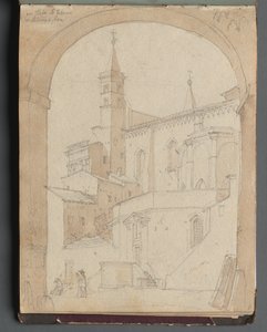 Album avec des vues de Rome et des environs, études de paysage, page 18a : Saint Jean de Latran, Rome - Franz Johann Heinrich Nadorp