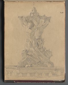 Album avec des vues de Rome et des environs, études de paysage, page 21a : Fontaine romaine
