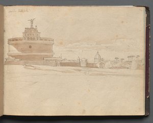 Album avec vues de Rome et des environs, études de paysages, page 23a : Château Saint-Ange, Rome - Franz Johann Heinrich Nadorp